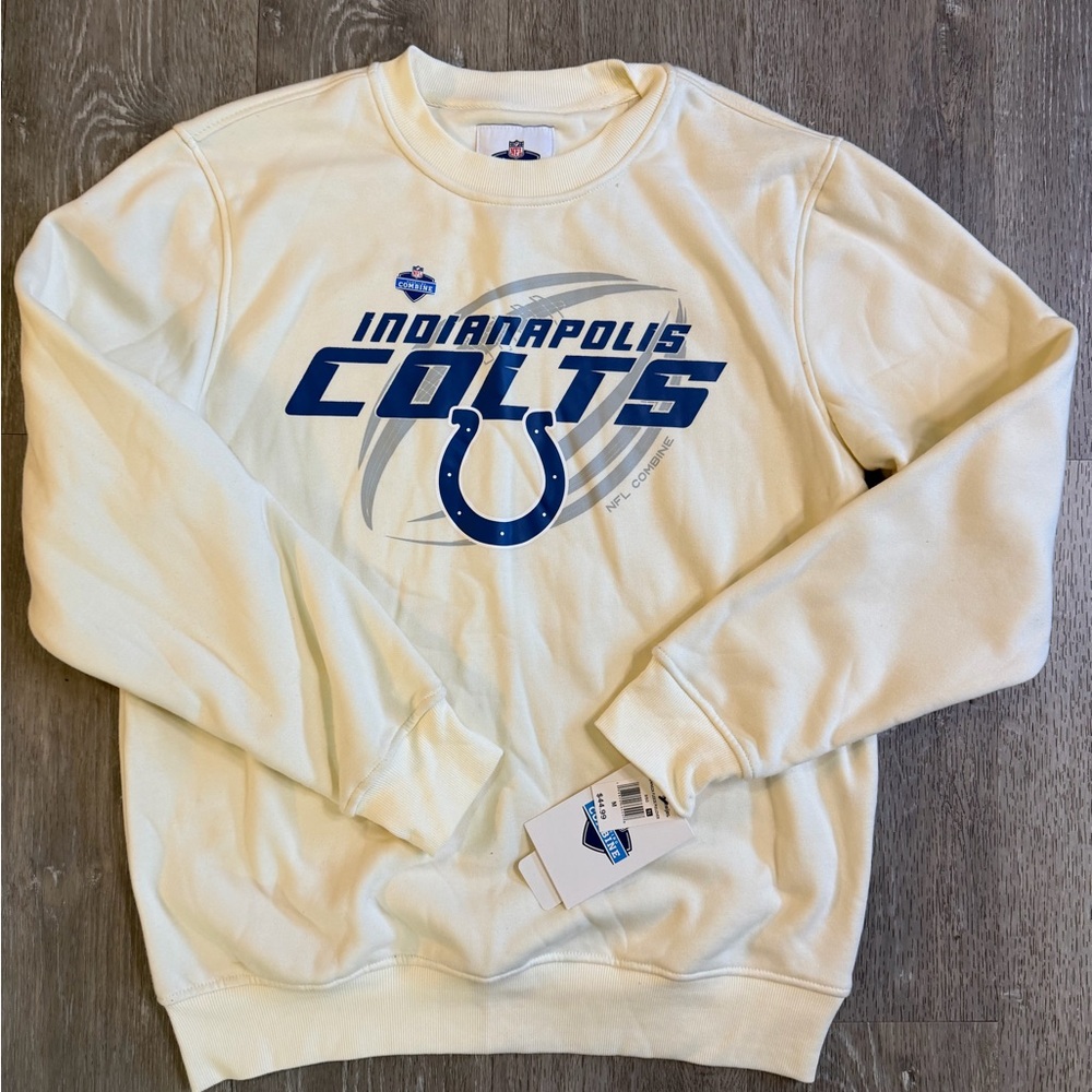 NFL Indianapolis Colts Crewneck Sweatshirt - White and Blue